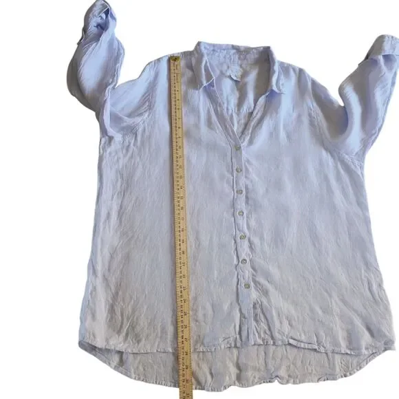 Sigrid Olsen Stripe Linen Coastal Button Up Shirt Size 2X Minimalist - Picture 10 of 11